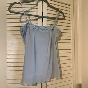 Vintage beaded light blue cami with scalloped hem